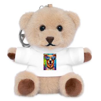 Dog with sunglasses - Teddy Keyring - white - Front