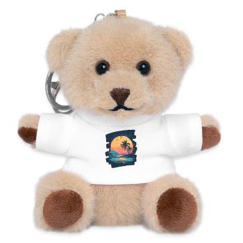 Beach Palm Trees Sunset Summer - Teddy Keyring - white - Front