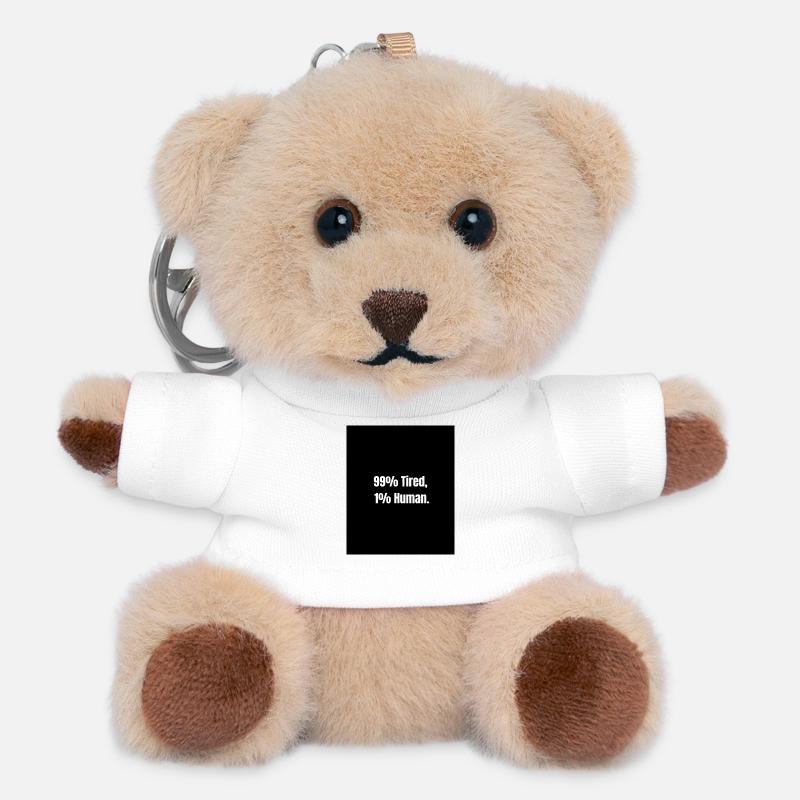 99% Tired – Zero Battery Mode - Teddy Keyring - white