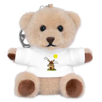 Malerischer Windmühlen-Print im Vintage-Stil - Teddy Schlüsselanhänger - Weiß - Vorne
