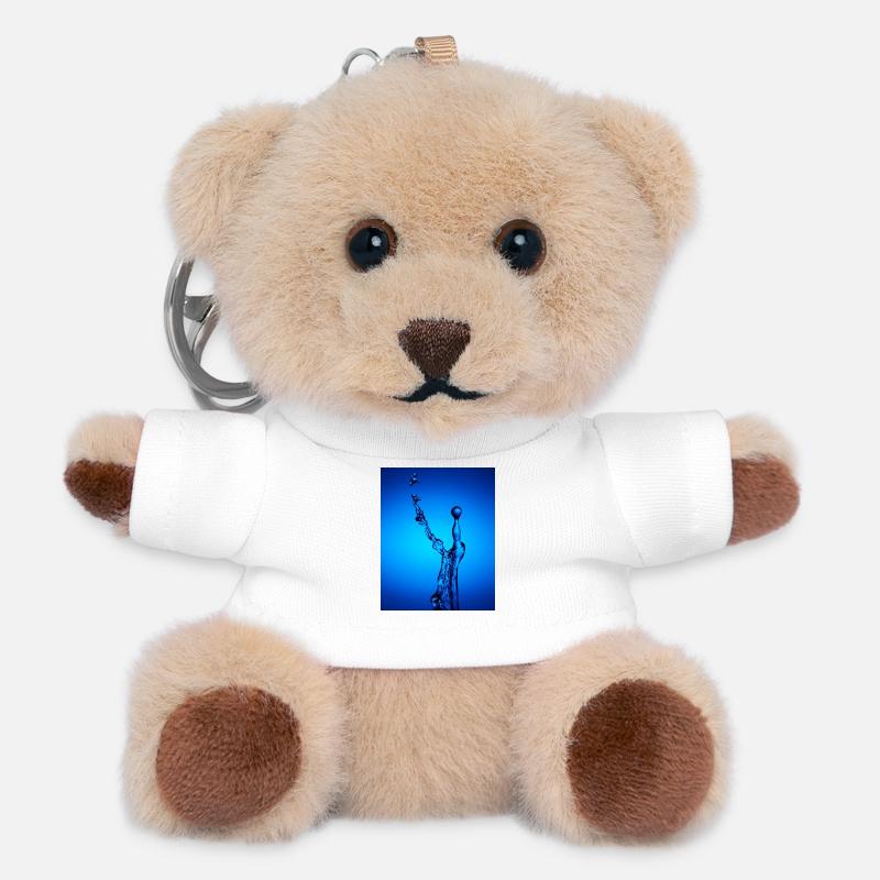 Blue Water Splash Abstract - Teddy Keyring - white