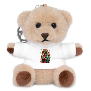 Mary icon with greeting prayer - Teddy Keyring - white - Front