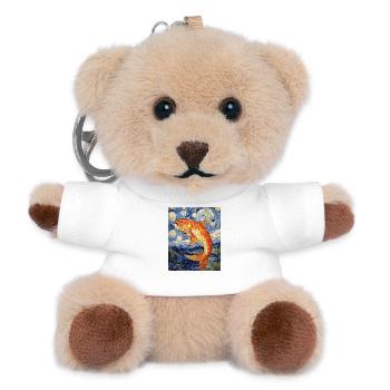 Fish Koi Karfen Van Gogh Style Starry Night - Teddy Keyring - white - Front