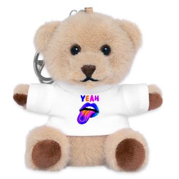 Lebendige Lippen YEAH Pop Art - Teddy Schlüsselanhänger - Weiß - Vorne