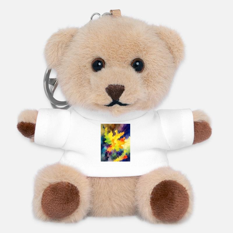Farbexplosion Abstrakt Spritzer - Teddy Schlüsselanhänger - Weiß