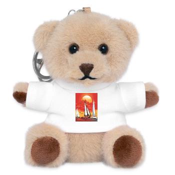 Sonnenuntergang mit Segelboot - Teddy Schlüsselanhänger - Weiß - Vorne