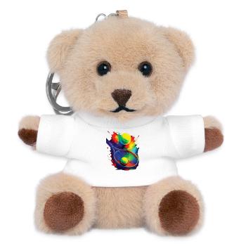 Colorful Design Sport Tennis Racket and Ball - Teddy Keyring - white - Front