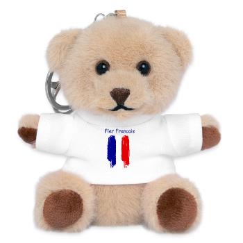 Fier Français tri-bleu blanc rouge - Porte-clés ourson - blanc - Devant