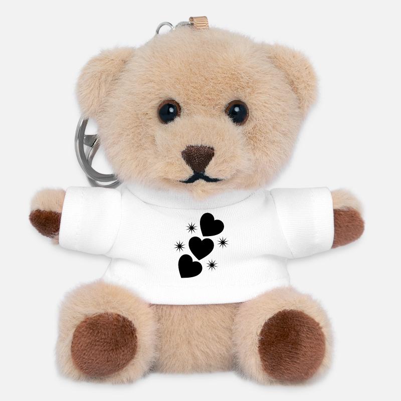 Hearts & Stars - Teddy Keyring - white