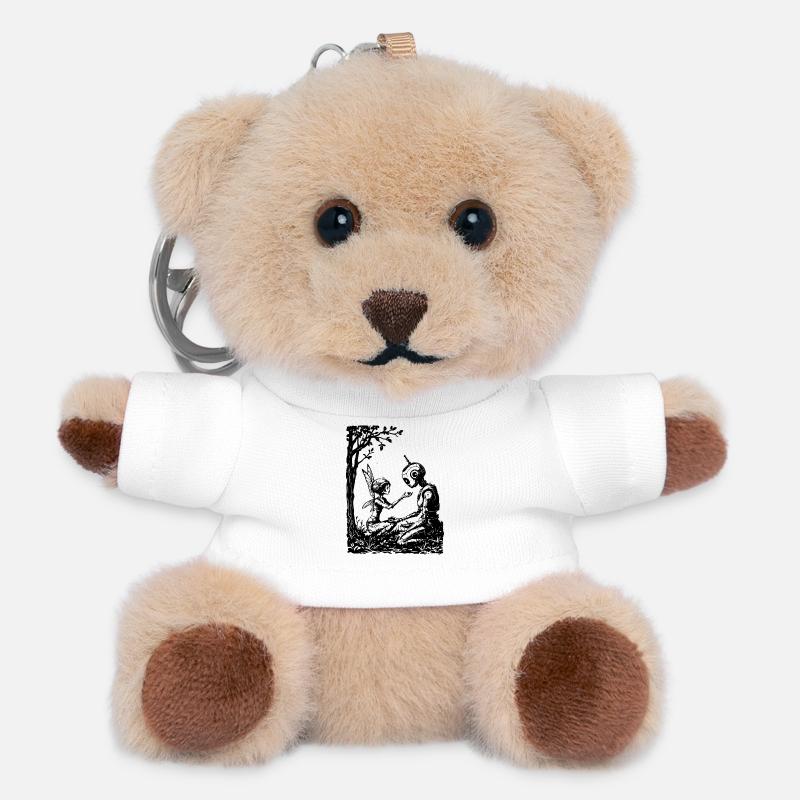 Fairy Fixing a Robot - Teddy Keyring - white