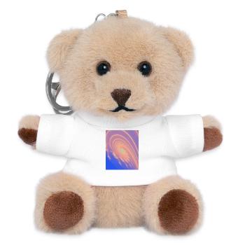 Pastel Spiral Rainbow Swirl - Teddy Keyring - white - Front