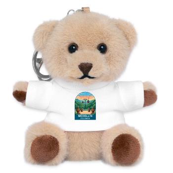 Medellin Colombia Botero & Metrocable Travel Art - Teddy Keyring - white - Front
