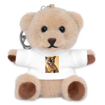 Cat Win: Tongue Out Cartoon Kitten - Teddy Keyring - white - Front
