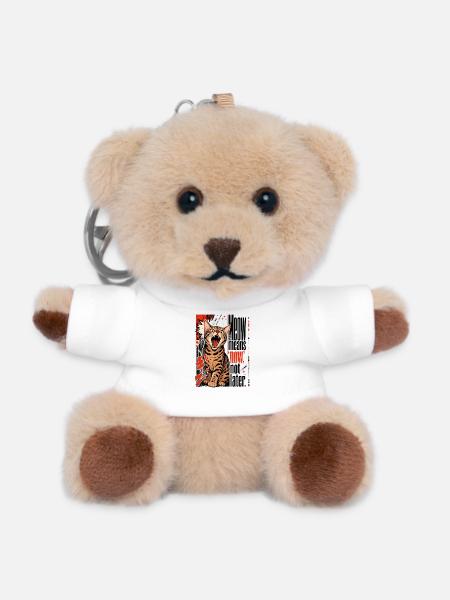 Meow Means 'Now', Not Later – Lautstarke Bengal - Teddy Keyring - white