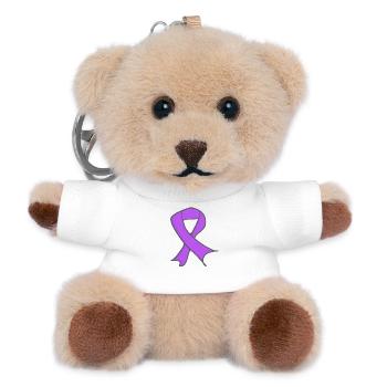 Lavendel Bewusstseins Schleife als Symbol  - Teddy Schlüsselanhänger - Weiß - Vorne