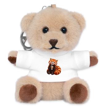 Kaffeeliebender roter Panda - Teddy Schlüsselanhänger - Weiß - Vorne