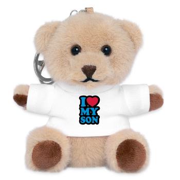 I love my son - Ich liebe meinen Sohn - Teddy Schlüsselanhänger - Weiß - Vorne