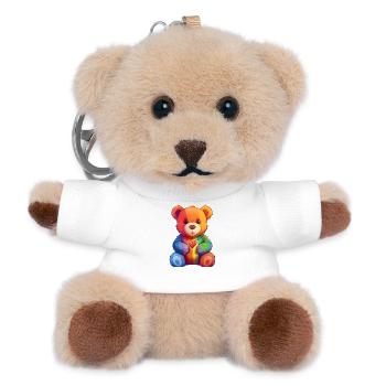 Rainbow Heart Bear Plush - Teddy Keyring - white - Front