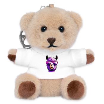 Alpaka mit Sonnenbrille - Teddy Schlüsselanhänger - Weiß - Vorne