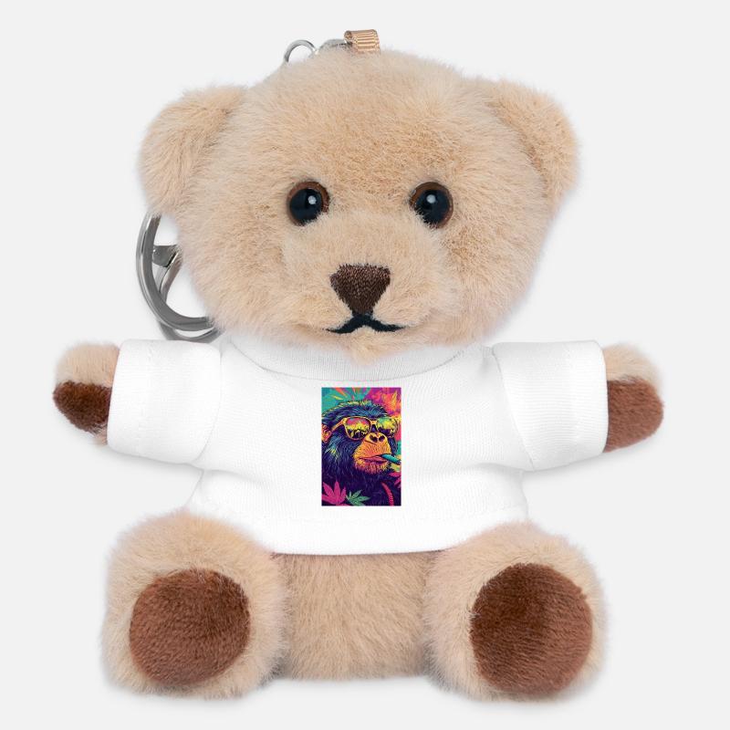 Singe psychédélique avec des lunettes de soleil - Porte-clés ourson - blanc