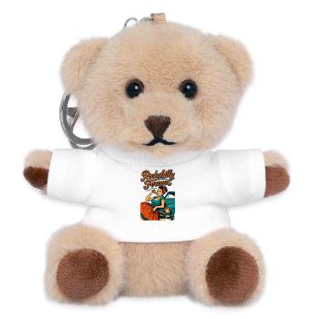 Rockabilly für immer Kirschen Frau 50er Geschenk - Teddy Schlüsselanhänger - Weiß - Vorne