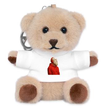 Sokrates in rotem Kapuzenpullover und Kopfhörern - Teddy Schlüsselanhänger - Weiß - Vorne