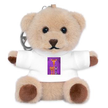 Gothic Tiere Illustration auf violettem Hintergrund - Teddy Schlüsselanhänger - Weiß - Vorne