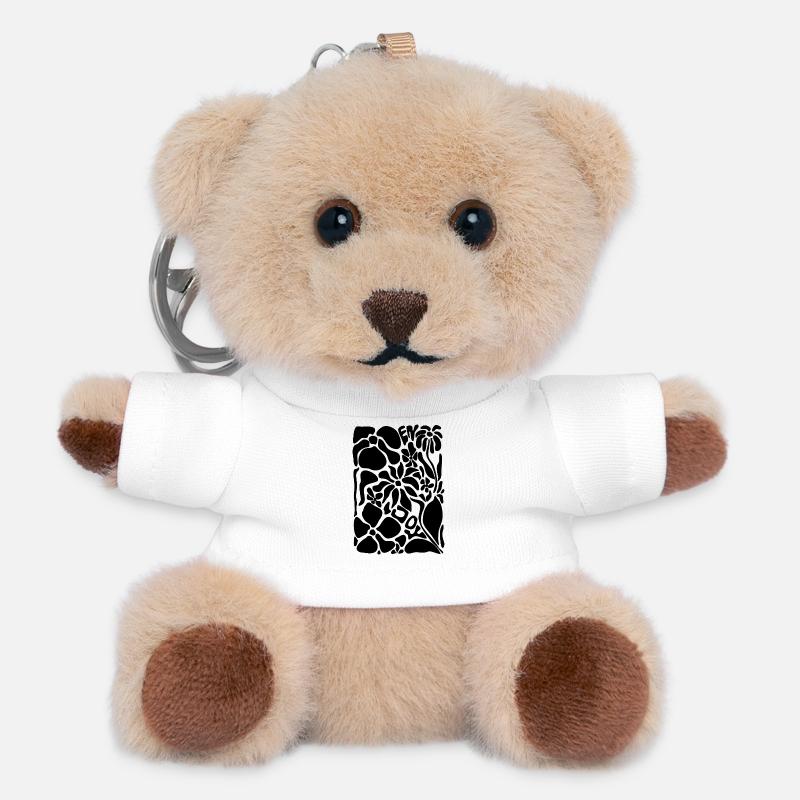 Abstrakte Blumen - Enjoy - Teddy Schlüsselanhänger - Weiß