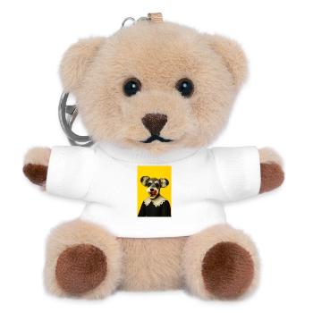 Dog with vintage lace collar - Teddy Keyring - white - Front