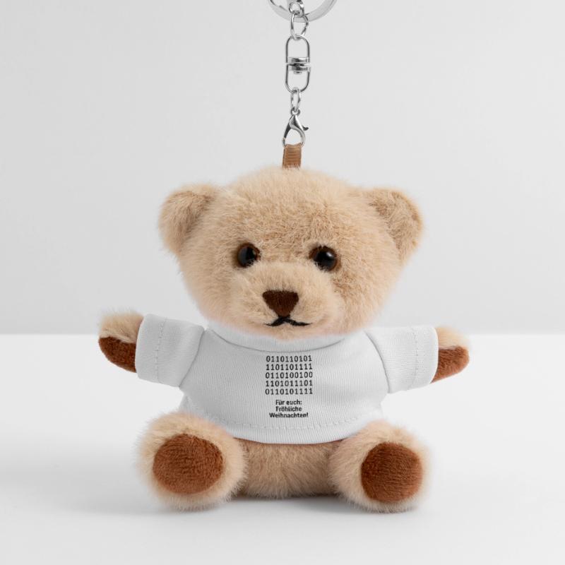 Christmas Code Binary Pattern Teddy Keyring