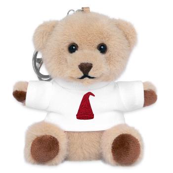 Gnome hat in embroidered look (printed) - Teddy Keyring - white - Front