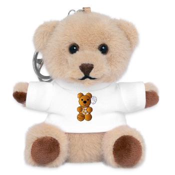 Kicker-Bär mit Ball und Headset - Teddy Schlüsselanhänger - Weiß - Vorne