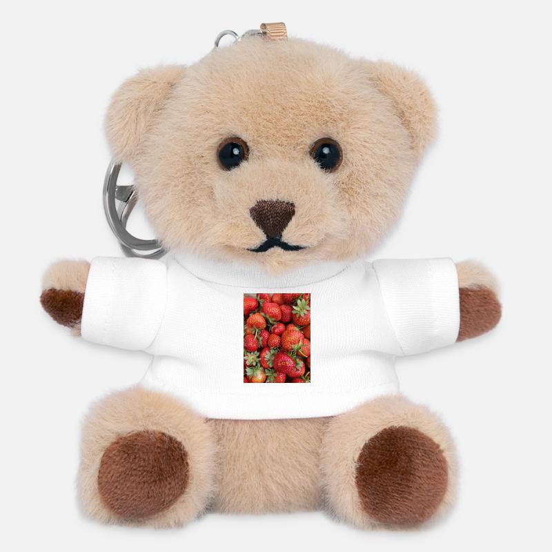 Fraises - Porte-clés ourson - blanc