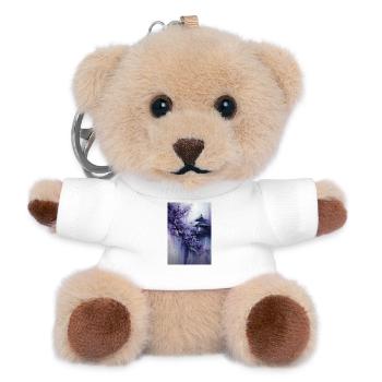 Purple Pagoda and Flowers - Teddy Keyring - white - Front
