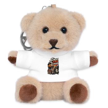 Meat, Fire, Peace, BBQ - Teddy Keyring - white - Front