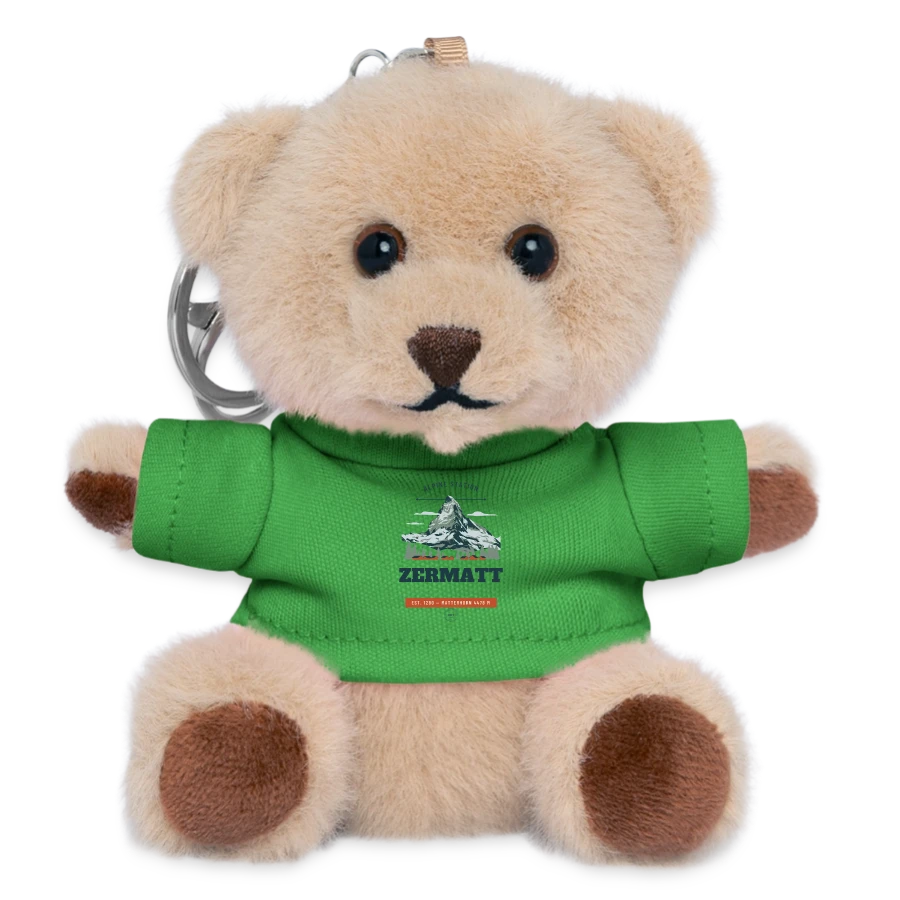 Zermatt badge on a teddy keyring, green