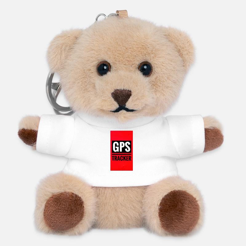 GPS Tracking Poster Style - Teddy Keyring - white