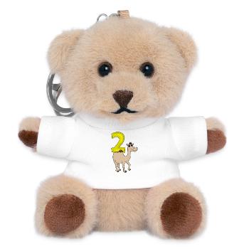 2 Geburtstag 2 Jahre alt mit Tier Motiv - zwei - Teddy Schlüsselanhänger - Weiß - Vorne
