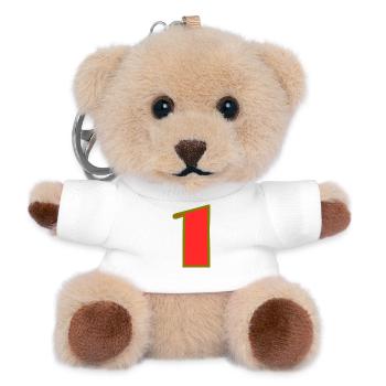 1. 1 AN. 1er ANNIVERSAIRE. ANNIVERSAIRE 1 AN - Porte-clés ourson - blanc - Devant