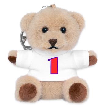 1. 1 AN. 1er ANNIVERSAIRE. ANNIVERSAIRE 1 AN - Porte-clés ourson - blanc - Devant
