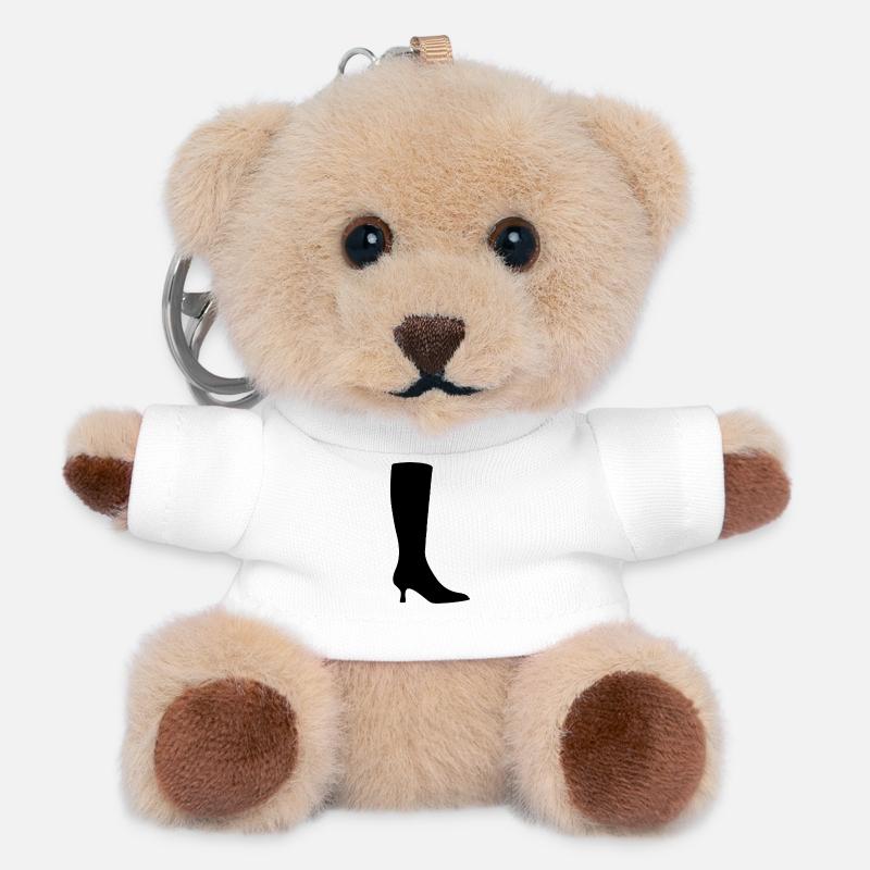 Black Boot Silhouette - Teddy Keyring - white