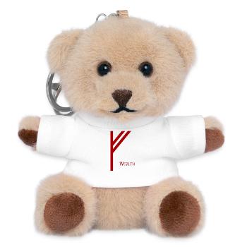Rune Fehu avec Sens Rouge – Futhark Viking Norse - Porte-clés ourson - blanc - Devant