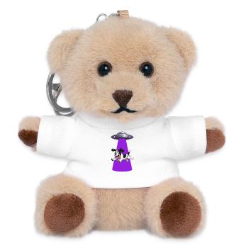 Chien enlevé par un rayon violet d’OVNI - Porte-clés ourson - blanc - Devant