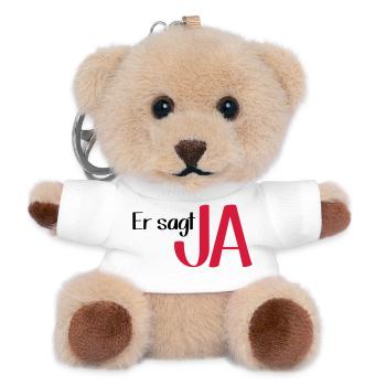 Er sagt Ja - Bräutigam - Junggesellenabschied - Teddy Schlüsselanhänger - Weiß - Vorne