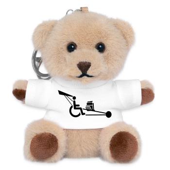 Image d’un fauteuil roulant avec moteur V8 # - Porte-clés ourson - blanc - Devant