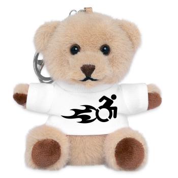 Utilisateur d’un fauteuil roulant avec des flammes # - Porte-clés ourson - blanc - Devant