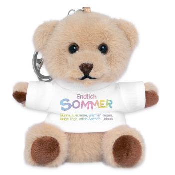 Endlich Sommer: Pastellfarben - Teddy Schlüsselanhänger - Weiß - Vorne