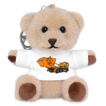 Truck with skip, skip loader - Teddy Keyring - white - Front