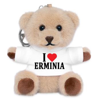 T-Shirt Ich liebe Erminia T-Shirt Geschenkidee - Teddy Schlüsselanhänger - Weiß - Vorne