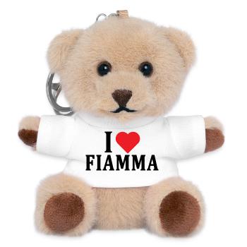 T-Shirt I love Flame T-Shirt Geschenkidee - Teddy Schlüsselanhänger - Weiß - Vorne